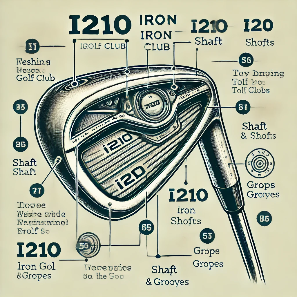 A-detailed-illustration-of-the-i210-iron-golf-club-showing-various-specifications.-The-golf-club-is-depicted-with-labels-pointing-to-different-parts-l.webp