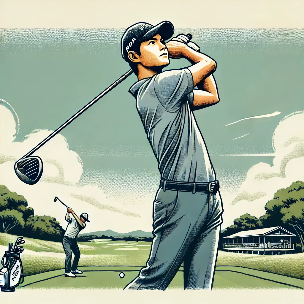 An-illustration-of-a-Japanese-professional-golfer-using-the-i525-iron-club-on-a-golf-course-with-a-focused-expression-demonstrating-a-swing-with-the.webp