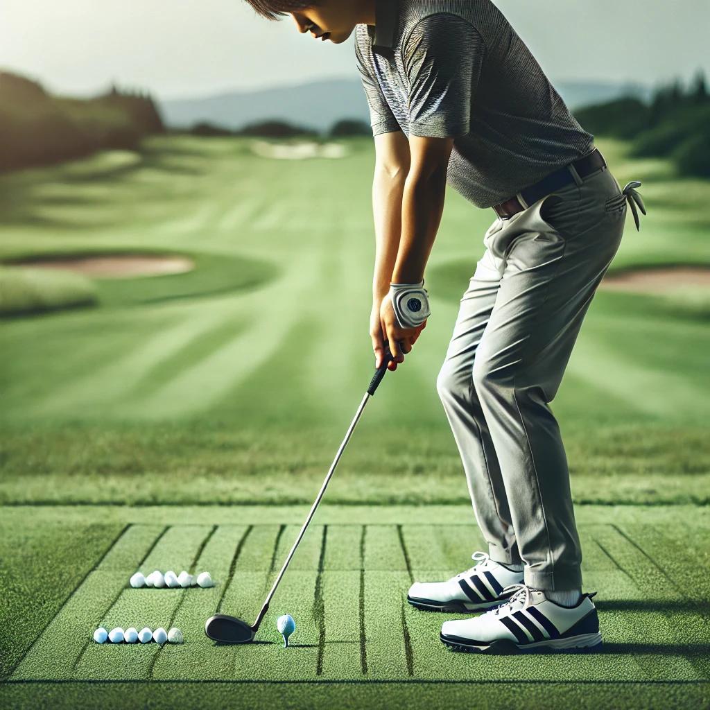 A-detailed-and-professional-photograph-of-a-Japanese-golfer-focusing-on-their-stance-and-the-correct-distance-between-the-ball-and-their-feet.-The-gol.webp