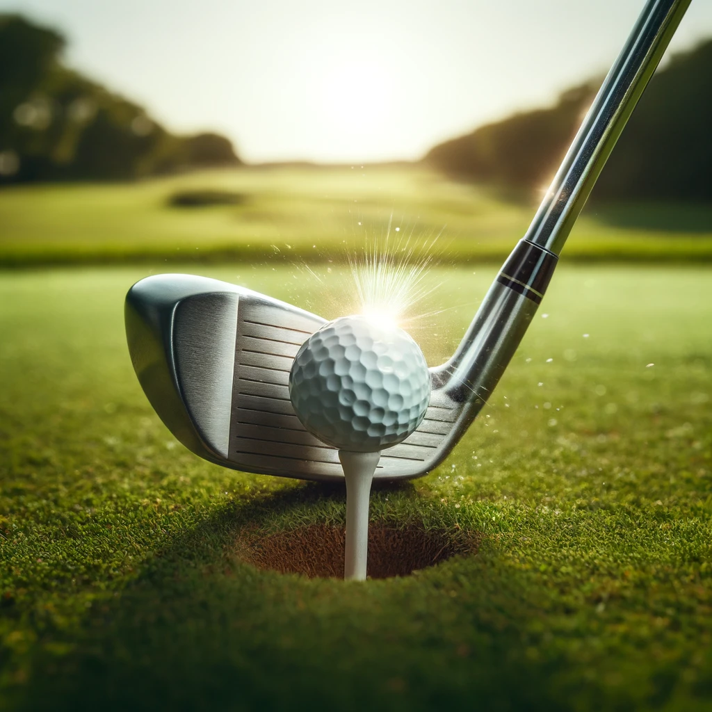 A-detailed-and-professional-photograph-of-a-golf-clubs-iron-striking-the-ball-precisely-at-the-center-of-the-clubface-demonstrating-the-correct-posi.webp