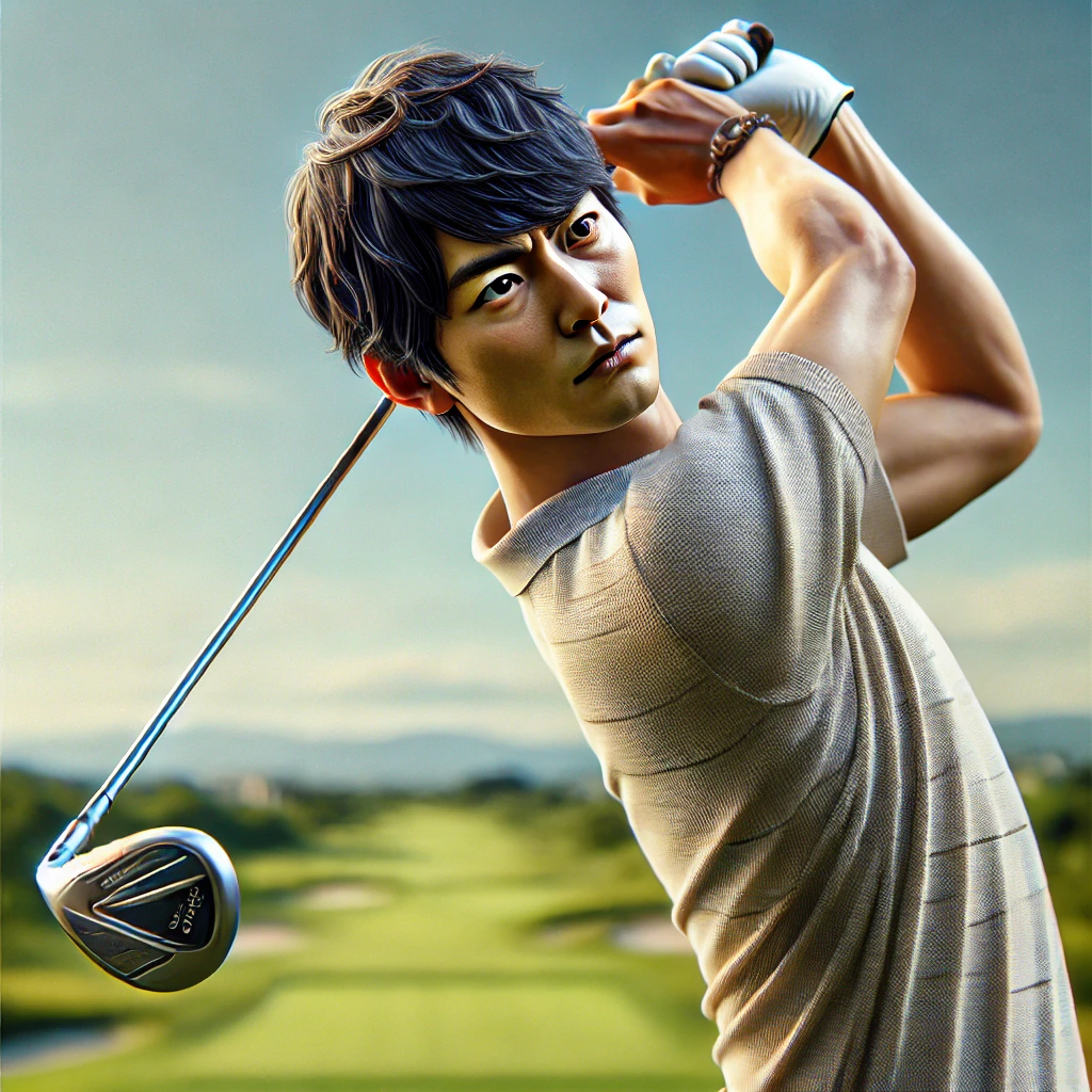 A-detailed-photo-realistic-image-of-a-Japanese-golfer-starting-their-golf-swing-with-a-head-left-behind-technique.-The-photo-is-taken-from-a-slightl.webp