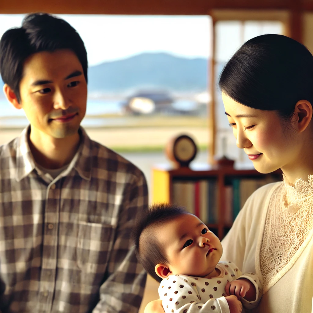 A-photo-of-a-Japanese-family-at-home-with-both-parents-and-a-baby.-The-scene-depicts-the-family-in-a-warm-yet-slightly-concerned-environment-focusi.webp