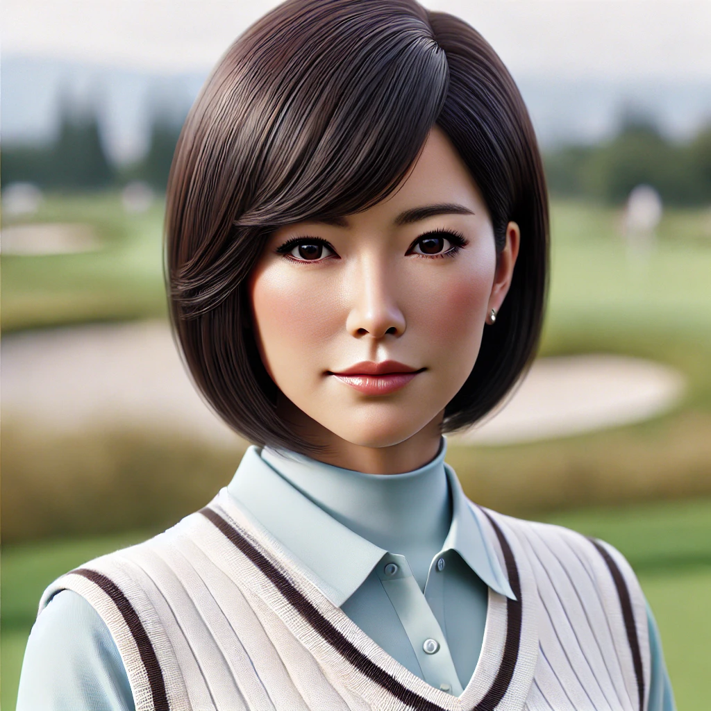 A-realistic-photograph-of-a-stylish-50-year-old-Japanese-woman-wearing-a-golf-outfit.-Her-hairstyle-is-a-sleek-glossy-bob-cut-with-a-sophisticated-sh.webp