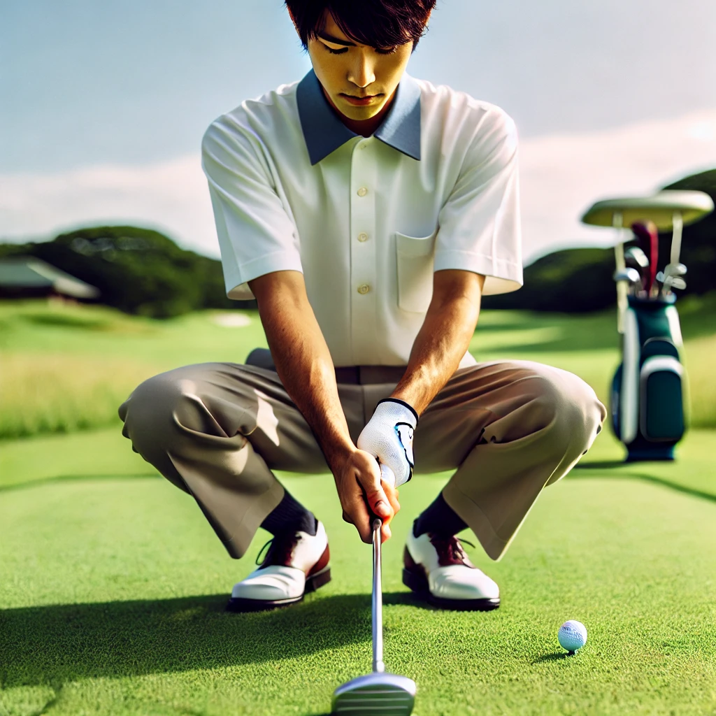 A-Japanese-golfer-focusing-on-his-grip-and-stance-before-hitting-a-shot-carefully-adjusting-his-hands-on-the-club-and-positioning-his-feet-in-a-prope.webp