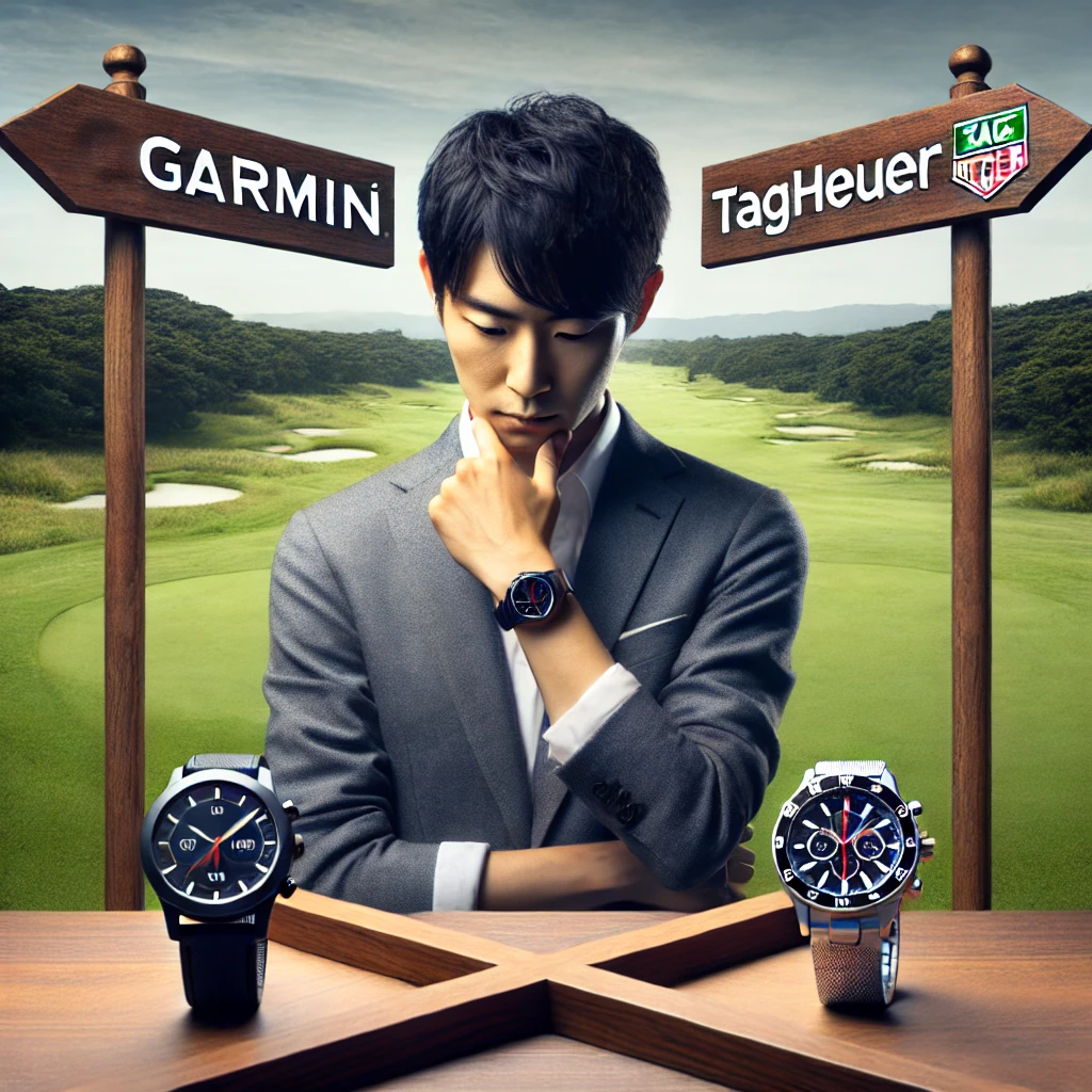 A-professional-and-engaging-photograph-depicting-a-Japanese-golfer-at-a-crossroad-symbolizing-decision-making-about-choosing-between-Garmin-and-Tag-H.webp