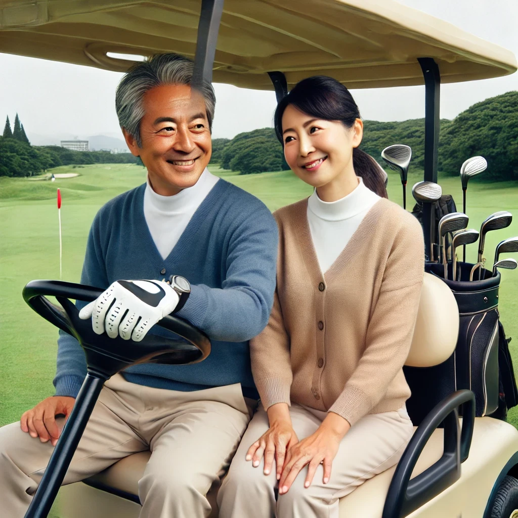 A-photo-representing-golf-matchmaking-apps-popular-among-the-40s-and-50s-age-group-featuring-a-Japanese-couple-in-their-40s-50s-enjoying-a-golf-game-.webp