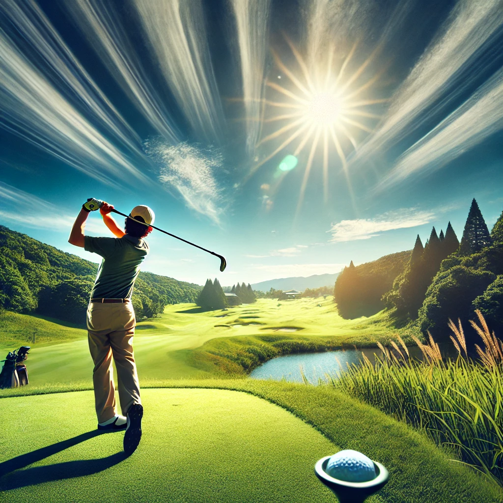 A-captivating-photograph-of-a-Japanese-golfer-experiencing-the-thrill-of-hitting-a-perfect-shot-on-a-sunny-golf-course-with-the-ball-flying-high-agai.webp