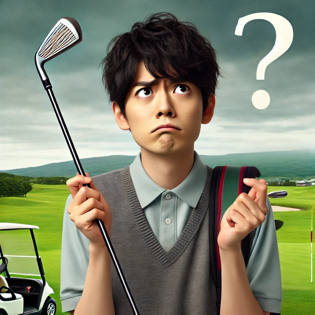 A-photo-realistic-image-of-a-Japanese-golfer-standing-on-a-green-field-looking-puzzled-with-empty-hands-symbolizing-confusion-about-why-their-perfor.webp