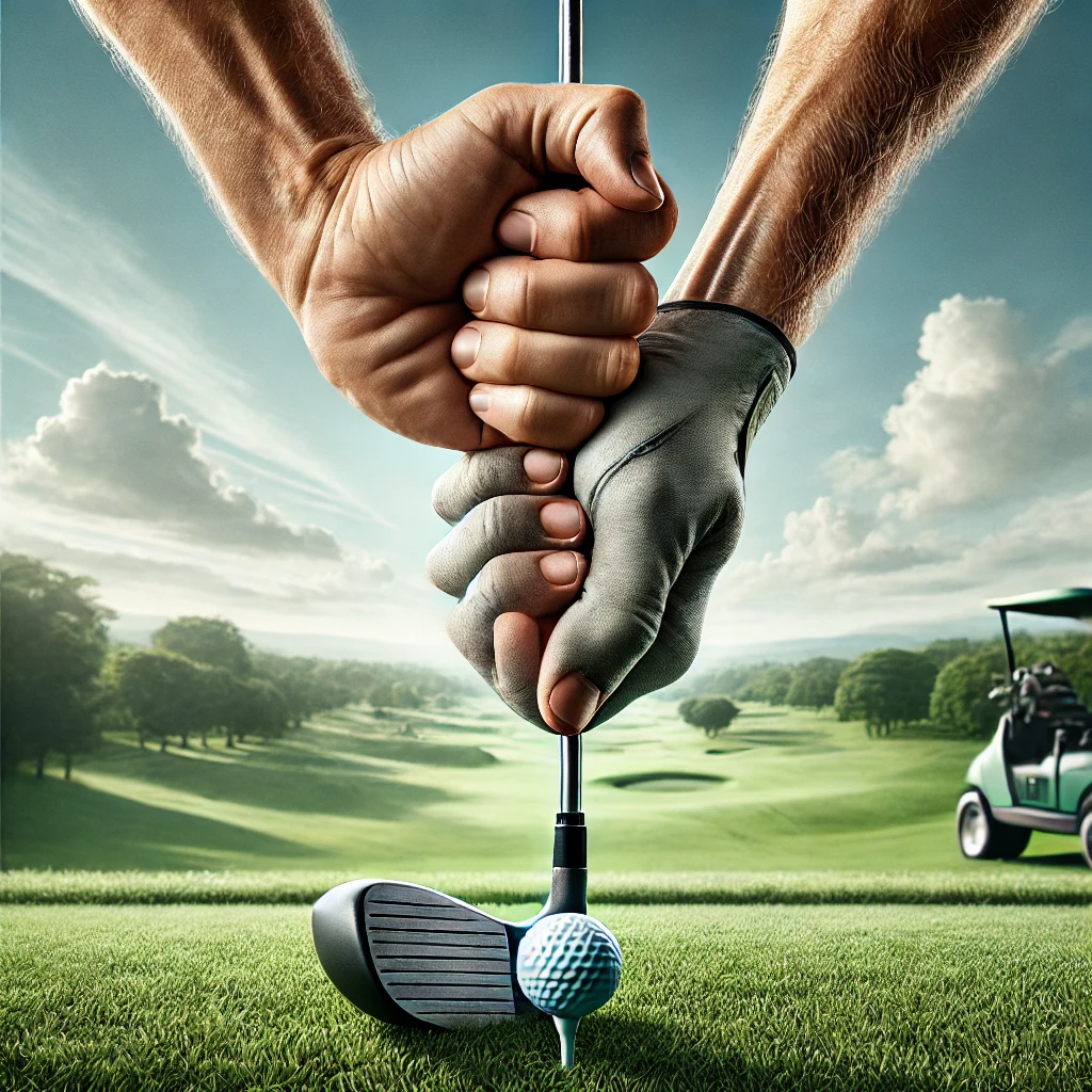 A-realistic-photograph-depicting-a-golfers-hands-demonstrating-a-strong-grip-technique-focusing-on-the-detailed-position-of-the-left-and-right-hands.webp