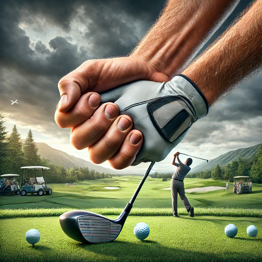 A-realistic-photograph-of-a-golfer-demonstrating-the-potential-negative-effects-of-overusing-a-strong-grip-on-a-golf-club.-The-image-shows-a-close-up-.webp