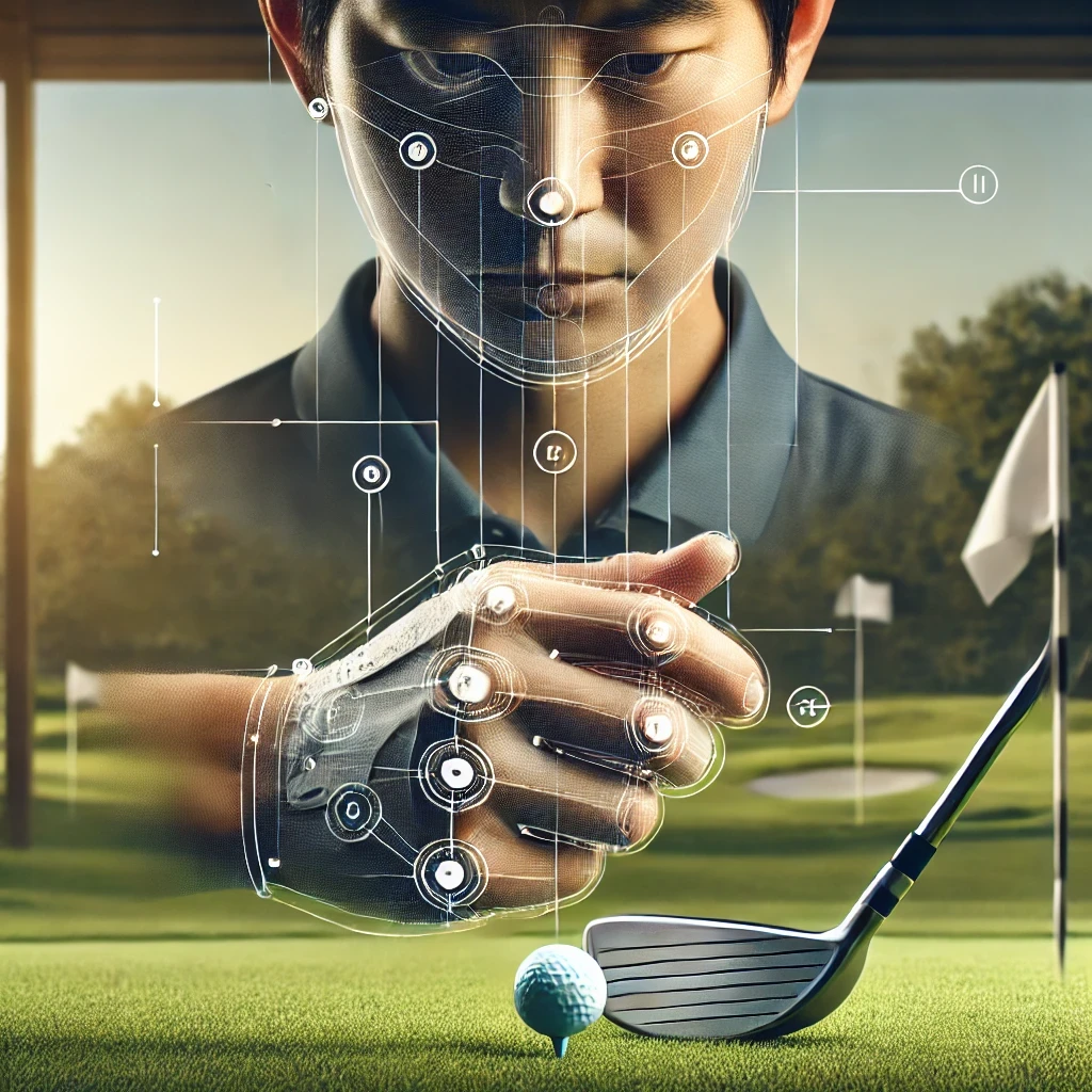 A-realistic-photograph-illustrating-the-factors-influencing-golf-face-control.-The-image-features-a-close-up-of-a-Japanese-golfers-hands-gripping-the.webp