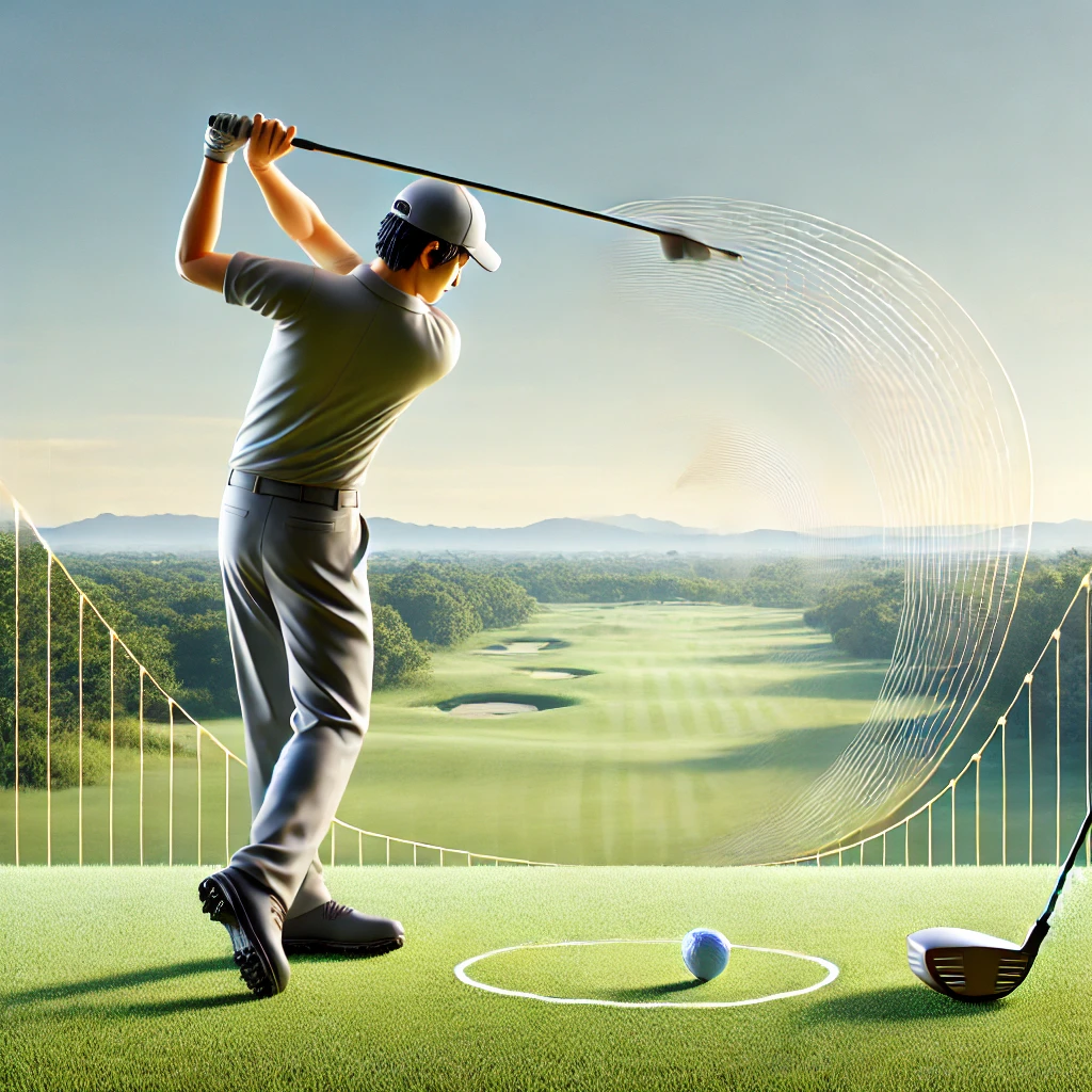 A-realistic-photograph-illustrating-the-concept-of-achieving-greater-distance-in-golf-shots.-The-image-features-a-Japanese-golfer-in-a-dynamic-swing-p.webp