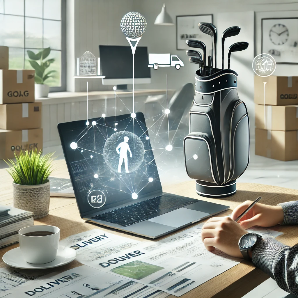 A-photo-realistic-illustration-of-a-decision-making-scene-for-golf-bag-delivery.-The-image-shows-a-person-comparing-courier-service-options-on-a-lapto.webp